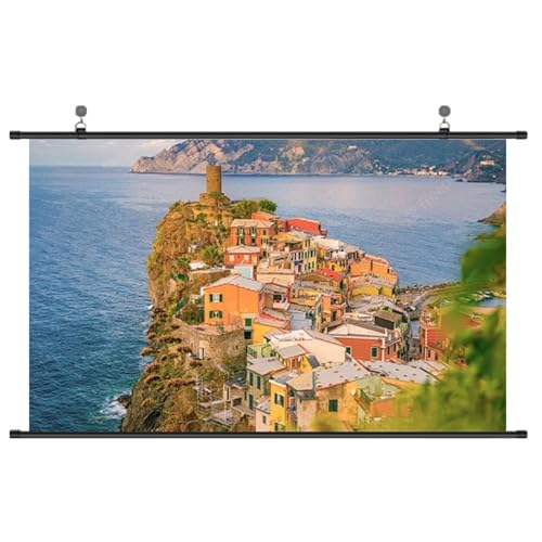 Projektionsleinwand, einziehbare Projektionsleinwand, faltenfrei und leicht, zur Wand-/Deckenmontage, perfekt for Heimkino-TV(60"(16:9)) von BVDHASDBT