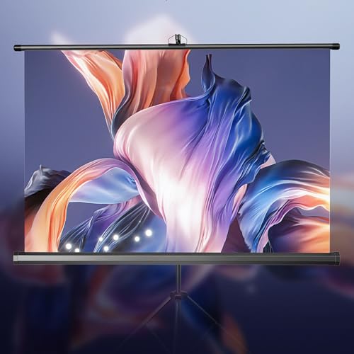 Projektor-Leinwand mit Ständer, manuell herunterziehbar, Projektionsleinwand, Wand-/Deckenmontage für Heimkino, Hinterhofkino (152,4 cm) von BVDHASDBT