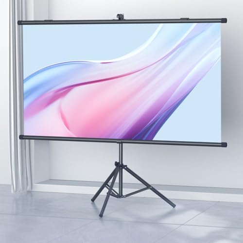Projektor-Leinwand mit Ständer, mobile Filmleinwand, einziehbare Projektionsleinwand, Wand-/Deckenmontage, perfekt für Heimbüro, Theater, Fernseher (152,4 cm (60 Zoll) (4:3)) von BVDHASDBT