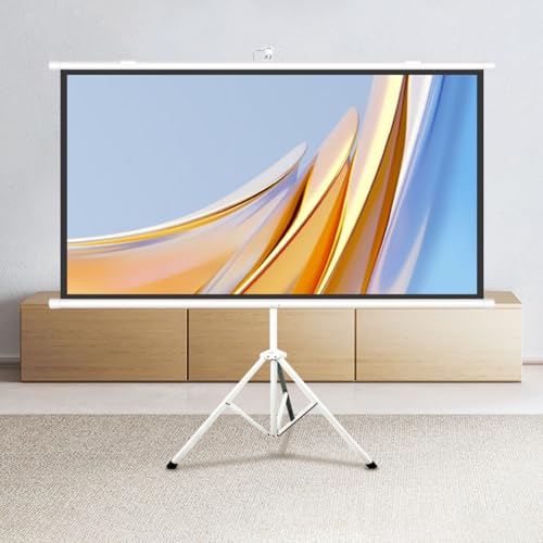 Projektor-Leinwand mit Ständer, tragbare Projektor-Leinwand, Wand-/Deckenmontage mit Tragetasche, zusammenklappbar, Heimkino, tragbar, für drinnen und draußen, Filmleinwand (101,6 cm (4:3) von BVDHASDBT