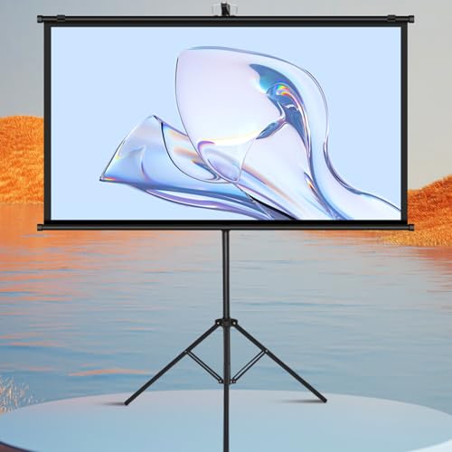 Projektorleinwand Mit Ständer, Einziehbare Projektionsleinwand, Automatisch Verriegelnde 4K-HD-Filmleinwand, for Heimkino-Projektionen Im Innen- Und Außenbereich(72"(16:9)) von BVDHASDBT