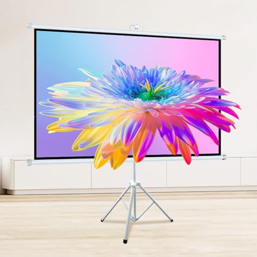Projektorleinwand Mit Ständer, HD-Filmleinwand, Tragbare Projektor-Filmleinwände, Mit Tragetasche, Knitterfrei, Leicht, for Den Filmabend Im Garten(50"(16:9)) von BVDHASDBT