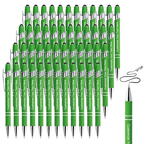 Bis Zu 300 Stück Personalisierbarer Kugelschreiber, Personalisierter Metall Stift mit Stylus, Kugelschreiber mit Namen, Logo, Nachricht Gravur Geschenk für Frauen Männer-48 Stück von BVlleorueoi