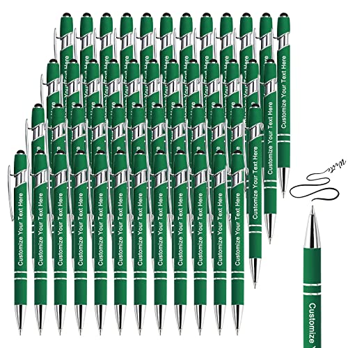 Bis Zu 300 Stück Personalisierbarer Kugelschreiber, Personalisierter Metall Stift mit Stylus, Kugelschreiber mit Namen, Logo, Nachricht Gravur Geschenk für Frauen Männer-48 Stück von BVlleorueoi