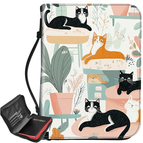 Art Cats Bibelhülle, großer Bibelschutz, Griff, Tragetasche, Bibel-Tragetasche mit Reißverschluss und Innentaschen, christliches Geschenk für Männer und Frauen Art Cats Bibelhülle, großer Bibelschutz, Griff, Tragetasche, Bibel-Tragetasche mit Reißverschluss und Innentaschen, christliches Geschenk für Männer und Frauen von BWEGRHE