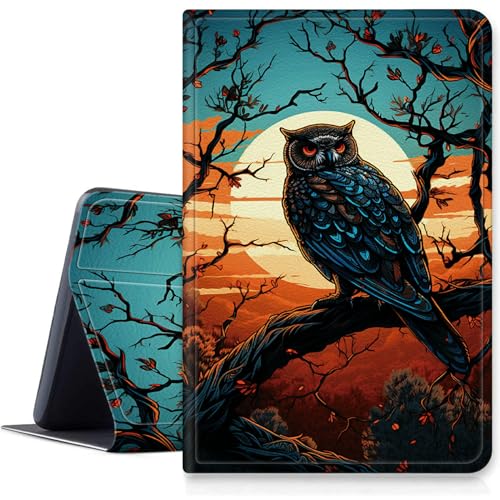 Art Schutzhülle für Apple iPad Mini 6 2021 (6. Generation), stoßfest, PU-Leder, klappbar, verstellbarer Ständer, mit automatischer Sleep/Wake-Funktion, Eulenmotiv, für iPad Mini 6 von BWEGRHE
