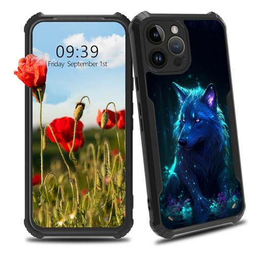 BWEGRHE Cosmic Wolf Design für iPhone 15 Pro 15,5 cm (6,1 Zoll) Handyhülle, Männer und Frauen, schlanke Passform, Hartplastik, Stoßschutz, Ecken, stoßfest, kratzfest, Schutzhülle für iPhone 15 Pro von BWEGRHE