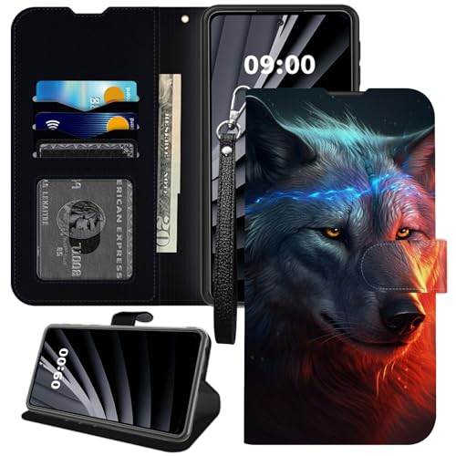 BWEGRHE Fantasy Art Wolf Wallet Case für iPhone 16 Pro Max, PU-Leder mit TPU-Hülle, Flip-Magnetschnalle, Kickstand Cover mit Kreditkartenschlitz, Handgelenkschlaufe BWEGRHE Fantasy Art Wolf Wallet Case für iPhone 16 Pro Max, PU-Leder mit TPU-Hülle, Flip-Magnetschnalle, Kickstand Cover mit Kreditkartenschlitz, Handgelenkschlaufe von BWEGRHE