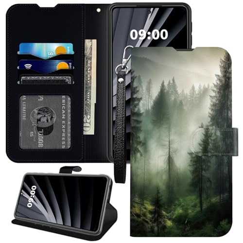 BWEGRHE Foggy Mist Forest Wallet Case für Samsung Galaxy S25 Ultra, PU-Leder mit TPU-Hülle, Flip-Magnetschnalle, Kickstand Cover mit Kreditkartenschlitz, Handschlaufe BWEGRHE Foggy Mist Forest Wallet Case für Samsung Galaxy S25 Ultra, PU-Leder mit TPU-Hülle, Flip-Magnetschnalle, Kickstand Cover mit Kreditkartenschlitz, Handschlaufe von BWEGRHE