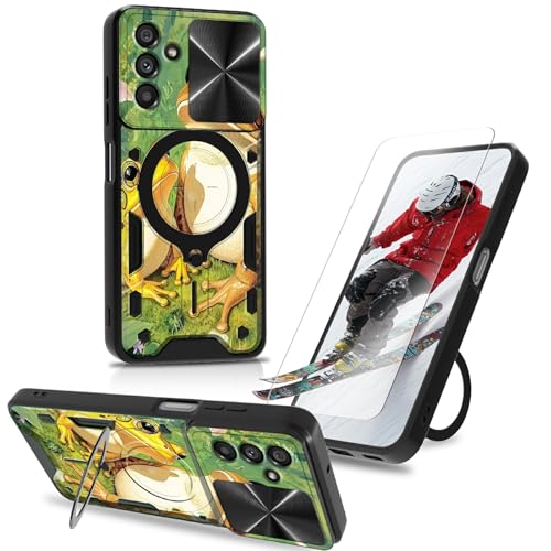 BWEGRHE Golden Frogs Schutzhülle mit Ständer für Samsung Galaxy A36 5G, mit Displayschutzfolie, Schiebe-Kamera-Abdeckung, integrierter 360-Grad-drehbarer Ringständer, vollständiger Schutz, Handyhülle BWEGRHE Golden Frogs Schutzhülle mit Ständer für Samsung Galaxy A36 5G, mit Displayschutzfolie, Schiebe-Kamera-Abdeckung, integrierter 360-Grad-drehbarer Ringständer, vollständiger Schutz, Handyhülle von BWEGRHE