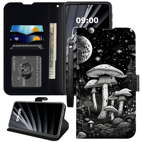 BWEGRHE Moon Space Mushroom Schutzhülle für Boost Mobile Celero 5G Plus, PU-Leder mit TPU-Innenseite, Flip-Magnetschnalle, Ständer, mit Kreditkartenschlitz, Handschlaufe BWEGRHE Moon Space Mushroom Schutzhülle für Boost Mobile Celero 5G Plus, PU-Leder mit TPU-Innenseite, Flip-Magnetschnalle, Ständer, mit Kreditkartenschlitz, Handschlaufe von BWEGRHE
