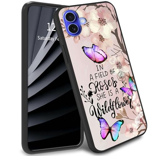 BWEGRHE Sakura Schutzhülle für iPhone 16 (Schmetterling), TPU, weiches Gel-Gummi, Rundumschutz von BWEGRHE