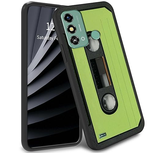 BWEGRHE Schlanke Schutzhülle für ZTE Blade A53 (6,5 Zoll), ZTE Blade A53, TPU-Handyhülle mit grünem Bandkassettenmuster, weiches Gel-Gummi, Rundumschutz für ZTE Blade A53 von BWEGRHE