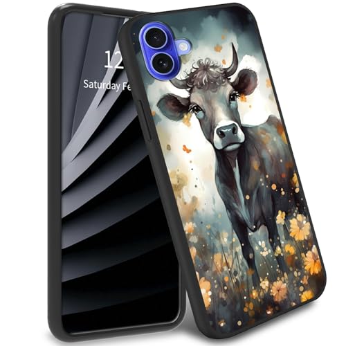 BWEGRHE Schlanke Schutzhülle für iPhone 16 Plus, Motiv: Kuh, Sonnenblume, TPU-Handyhülle, weiches Gel-Gummi, Rundumschutz für iPhone 16 Plus BWEGRHE Schlanke Schutzhülle für iPhone 16 Plus, Motiv: Kuh, Sonnenblume, TPU-Handyhülle, weiches Gel-Gummi, Rundumschutz für iPhone 16 Plus von BWEGRHE