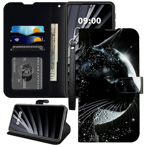 BWEGRHE Schutzhülle für Blu View Speed 5G (B1550VL), PU-Leder, mit TPU-Kunststoff, Magnetschnalle, Ständer, mit Kreditkartenschlitz, Handschlaufe, Schwarz von BWEGRHE