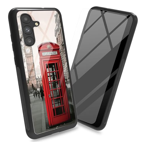 BWEGRHE Schutzhülle für Samsung Galaxy A05S mit Displayschutzfolie, Rückseite aus gehärtetem Glas, rote Telefonzelle in London, weicher TPU-Stoßfängerrahmen, modisch, für Herren und Damen BWEGRHE Schutzhülle für Samsung Galaxy A05S mit Displayschutzfolie, Rückseite aus gehärtetem Glas, rote Telefonzelle in London, weicher TPU-Stoßfängerrahmen, modisch, für Herren und Damen von BWEGRHE