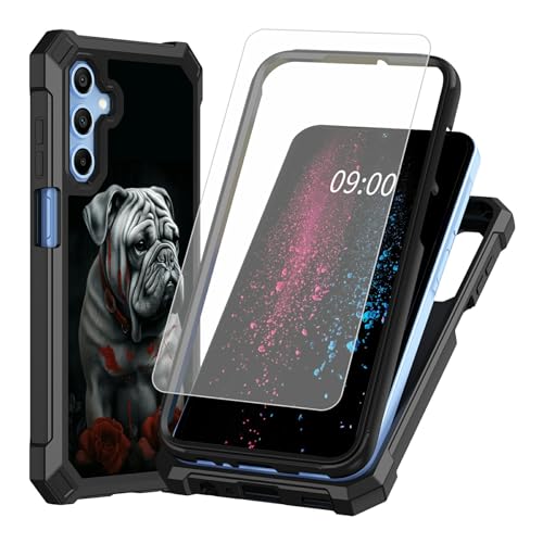 BWEGRHE Schutzhülle für Samsung Galaxy A15 5G, Mops-Rosen-Design, mit Displayschutzfolie aus gehärtetem Glas, 2-lagig, stoßfest, TPU-Ecken, integrierter Rahmen, Stoßfängerhülle für Galaxy A15 5G BWEGRHE Schutzhülle für Samsung Galaxy A15 5G, Mops-Rosen-Design, mit Displayschutzfolie aus gehärtetem Glas, 2-lagig, stoßfest, TPU-Ecken, integrierter Rahmen, Stoßfängerhülle für Galaxy A15 5G von BWEGRHE