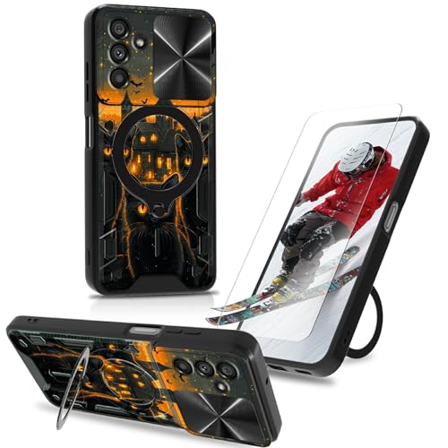 BWEGRHE Schutzhülle für Samsung Galaxy A36 5G, mit Standfunktion, mit Displayschutzfolie, integrierter 360 Grad drehbarer Ringständer, vollständiger Schutz, Schutzhülle für Galaxy A36 5G, Schwarz von BWEGRHE