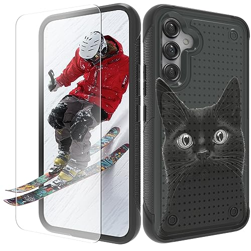 BWEGRHE Schutzhülle für Samsung Galaxy A54 5G mit Displayschutzfolie, harte Rückseite aus Polycarbonat, strukturierte Rückseite, schwarze Katze, weicher TPU-Stoßfängerrahmen, rutschfeste Seite, für BWEGRHE Schutzhülle für Samsung Galaxy A54 5G mit Displayschutzfolie, harte Rückseite aus Polycarbonat, strukturierte Rückseite, schwarze Katze, weicher TPU-Stoßfängerrahmen, rutschfeste Seite, für von BWEGRHE