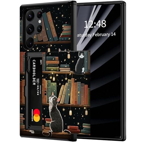 BWEGRHE Schutzhülle für Samsung Galaxy S22 Ultra (17,3 cm / 6,8 Zoll), Brieftaschen-Schutzhülle mit verstecktem Kartenhalter, zweilagiger Hybrid-Hart-ID-Kartenschlitz, weiche Innenseite aus Gummi von BWEGRHE