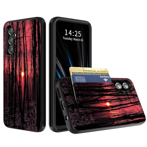 BWEGRHE Schutzhülle für Samsung Galaxy S24 FE mit verstecktem Kartenhalter, zweilagiger Hybrid-Hartkartenschlitz, weiche Innenseite aus Gummi, Motiv: Sonnenuntergang Wald, Schutzhülle für Galaxy S24 BWEGRHE Schutzhülle für Samsung Galaxy S24 FE mit verstecktem Kartenhalter, zweilagiger Hybrid-Hartkartenschlitz, weiche Innenseite aus Gummi, Motiv: Sonnenuntergang Wald, Schutzhülle für Galaxy S24 von BWEGRHE