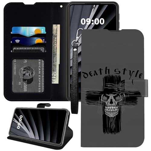 BWEGRHE Schutzhülle für T-Mobile Revvl 7 5G/T Phone 2 5G, Gothic-Totenkopf-Kreuz, PU-Leder, mit TPU-Kunststoff, Magnetschnalle, Ständer, mit Kreditkartenschlitz, Handschlaufe BWEGRHE Schutzhülle für T-Mobile Revvl 7 5G/T Phone 2 5G, Gothic-Totenkopf-Kreuz, PU-Leder, mit TPU-Kunststoff, Magnetschnalle, Ständer, mit Kreditkartenschlitz, Handschlaufe von BWEGRHE