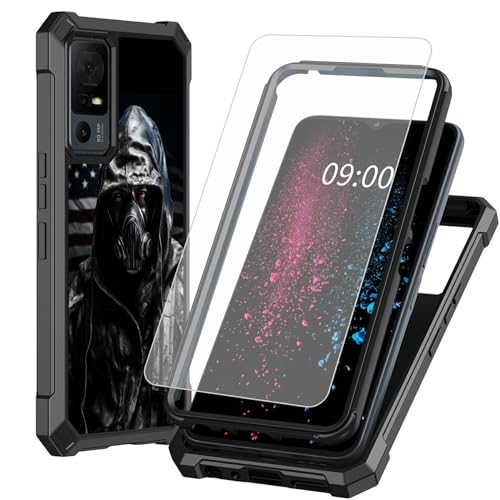 BWEGRHE Schutzhülle für TCL 40 X 5G 17,1 cm (6,7 Zoll), Biohazard Warrior Flagge, mit Displayschutzfolie aus gehärtetem Glas, 2-lagig, stoßfeste TPU-Ecke + integrierter Rahmen, Stoßfängerhülle für TCL von BWEGRHE