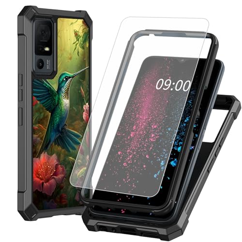 BWEGRHE Schutzhülle für TCL 40 XE 5G 17,1 cm (6,7 Zoll), Kolibri-Design, mit Displayschutzfolie aus gehärtetem Glas, 2-lagig, stoßfeste TPU-Ecke + integrierter Rahmen, Stoßfängerhülle von BWEGRHE