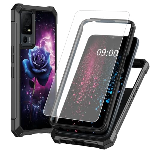 BWEGRHE Schutzhülle für TCL 40 XE 5G 17,1 cm (6,7 Zoll), mit Displayschutzfolie aus gehärtetem Glas, 2 Schichten, stoßfeste TPU-Ecke + integrierter Rahmen, stoßfestes Design, für TCL 40 X 5G von BWEGRHE