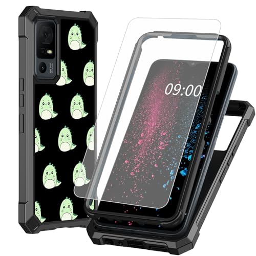 BWEGRHE Schutzhülle für TCL 40 XE 5G 17,1 cm (6,7 Zoll), süßes Dinosaurier-Design mit Displayschutzfolie aus gehärtetem Glas, 2-lagig, stoßfeste TPU-Ecke + integrierter Rahmen, Stoßfängerhülle von BWEGRHE