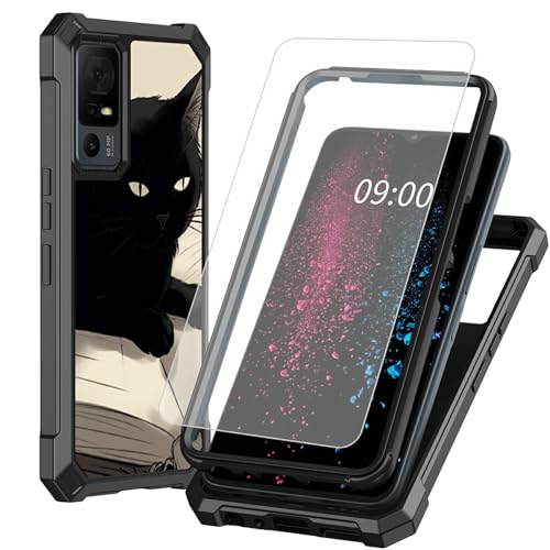 BWEGRHE Schutzhülle für TCL 40 XE 5G 17,1 cm (6,7 Zoll) TCL 40 X 5G (17,1 cm), mit Displayschutzfolie aus gehärtetem Glas, 2-lagig, stoßfeste TPU-Ecke + integrierter Rahmen, Schwarz von BWEGRHE