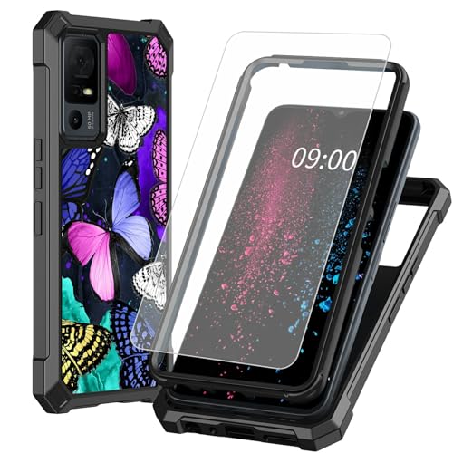 BWEGRHE Schutzhülle für TCL 40 XE 5G 17,1 cm (6,7 Zoll) TCL 40 X 5G (17,1 cm), mit Displayschutzfolie aus gehärtetem Glas, 2-lagig, stoßfeste TPU-Ecken und integrierter Rahmen, Farbe von BWEGRHE