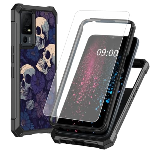 BWEGRHE Schutzhülle für TCL 40 XE 5G 17,1 cm (6,7 Zoll) TCL 40 X 5G (17,1 cm), mit Displayschutzfolie aus gehärtetem Glas, 2-lagig, stoßfeste TPU-Ecken und integrierter Rahmen, Violett mit von BWEGRHE
