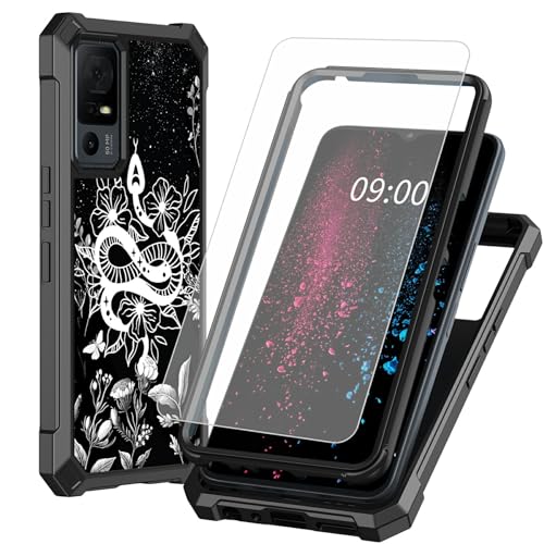 BWEGRHE Schutzhülle für TCL 40 XE 5G 17,1 cm (6,7 Zoll) TCL 40 X 5G mit Displayschutzfolie aus gehärtetem Glas, 2-lagig, stoßfeste TPU-Ecke + integrierter Rahmen, Bumper-Schutzhülle für TCL 40 X 5G von BWEGRHE
