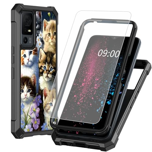 BWEGRHE Schutzhülle für TCL 40 XE 5G 17,1 cm (6,7 Zoll) TCL 40 X 5G mit Displayschutzfolie aus gehärtetem Glas, 2-lagig, stoßfeste TPU-Ecke + integrierter Rahmen, Stoßfänger von BWEGRHE