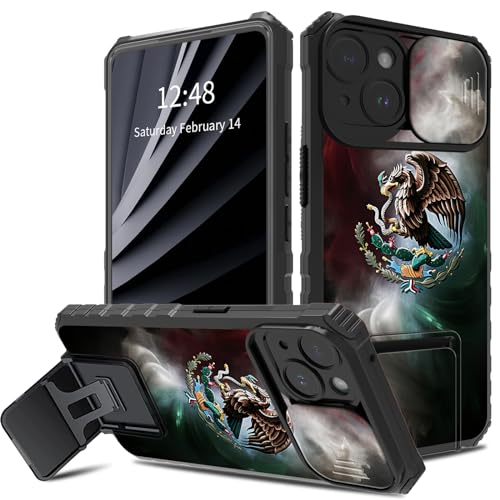BWEGRHE Schutzhülle für iPhone 14, mexikanisches Adler-Design, mit Schiebe-Kamera-Abdeckung, zweilagig, stoßfest, TPU-Stoßdämpfer, für Damen und Herren, mit klappbarem Ständer (2 Standmöglichkeiten BWEGRHE Schutzhülle für iPhone 14, mexikanisches Adler-Design, mit Schiebe-Kamera-Abdeckung, zweilagig, stoßfest, TPU-Stoßdämpfer, für Damen und Herren, mit klappbarem Ständer (2 Standmöglichkeiten von BWEGRHE