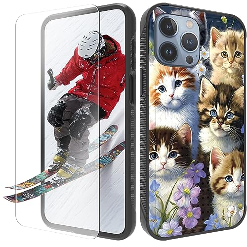 BWEGRHE Schutzhülle für iPhone 14 Pro Max mit Displayschutzfolie, harte Rückseite aus Polycarbonat, strukturierte Rückseite, Katzenfamilien-Design, weicher TPU-Stoßfängerrahmen, rutschfeste Seite, für BWEGRHE Schutzhülle für iPhone 14 Pro Max mit Displayschutzfolie, harte Rückseite aus Polycarbonat, strukturierte Rückseite, Katzenfamilien-Design, weicher TPU-Stoßfängerrahmen, rutschfeste Seite, für von BWEGRHE