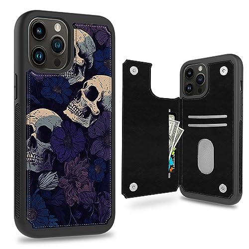 BWEGRHE Schutzhülle für iPhone 14 Pro Max mit Kartenhalter, Geldbörsenschlitz, Klapphülle aus Leder für iPhone 14 Pro Max, Ständer, Magnetverschluss, Handyhülle für iPhone 14 Pro Max, Totenkopf lila BWEGRHE Schutzhülle für iPhone 14 Pro Max mit Kartenhalter, Geldbörsenschlitz, Klapphülle aus Leder für iPhone 14 Pro Max, Ständer, Magnetverschluss, Handyhülle für iPhone 14 Pro Max, Totenkopf lila von BWEGRHE