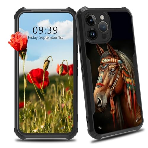 BWEGRHE Schutzhülle für iPhone 15 Pro Max 17 cm (6,7 Zoll), Motiv: Kunstpferde, schlanke Passform, Hartplastik, Stoßschutz, Ecken, stoßfest, kratzfest, Schutzhülle für iPhone 15 Pro Max von BWEGRHE