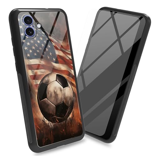 BWEGRHE Schutzhülle für iPhone 16, 15,5 cm (6,1 Zoll), mit Displayschutzfolie, Rückseite aus gehärtetem Glas, weicher TPU-Stoßfängerrahmen, modisch, für Damen und Herren von BWEGRHE