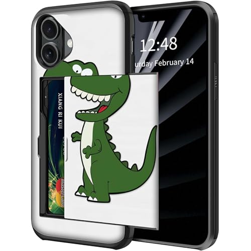 BWEGRHE Schutzhülle für iPhone 16 (15,5 cm / 6,1 Zoll), mit verstecktem Kartenhalter, zweilagig, Hybrid-Hart-ID-Kartenschlitz, weiche Innenseite aus Gummi, Stoßfänger für iPhone 16 von BWEGRHE