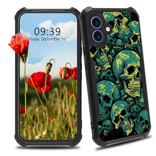 BWEGRHE Schutzhülle für iPhone 16 Plus mit Totenkopf-Design, für Herren und Damen, schmale Passform, Hartplastik, Stoßschutz, Ecken, stoßfest, kratzfest, Schutzhülle für iPhone 16 Plus BWEGRHE Schutzhülle für iPhone 16 Plus mit Totenkopf-Design, für Herren und Damen, schmale Passform, Hartplastik, Stoßschutz, Ecken, stoßfest, kratzfest, Schutzhülle für iPhone 16 Plus von BWEGRHE