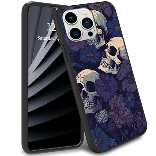 BWEGRHE Schutzhülle für iPhone 16 Pro, Motiv: Totenkopf, violette Blume, TPU, weiches Gel-Gummi, Rundumschutz BWEGRHE Schutzhülle für iPhone 16 Pro, Motiv: Totenkopf, violette Blume, TPU, weiches Gel-Gummi, Rundumschutz von BWEGRHE