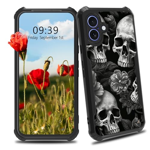 BWEGRHE Schutzhülle für iPhone 16 mit Totenkopf-Design, für Damen und Herren, schmale Passform, Hartplastik, Stoßschutz, Ecken, stoßfest, kratzfest, Schutzhülle für iPhone 16 BWEGRHE Schutzhülle für iPhone 16 mit Totenkopf-Design, für Damen und Herren, schmale Passform, Hartplastik, Stoßschutz, Ecken, stoßfest, kratzfest, Schutzhülle für iPhone 16 von BWEGRHE