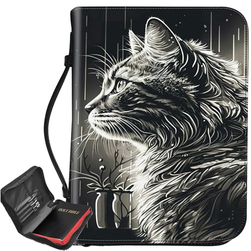 Badass Bibelhülle mit Katze, großer Bibelschutz, Tragegriff, Bibel-Tragetasche mit Reißverschluss und Innentaschen, christliches Geschenk für Männer und Frauen Badass Bibelhülle mit Katze, großer Bibelschutz, Tragegriff, Bibel-Tragetasche mit Reißverschluss und Innentaschen, christliches Geschenk für Männer und Frauen von BWEGRHE