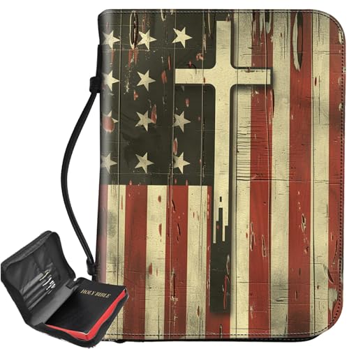 Bibelhülle mit Glaubensflagge, großer Bibelschutz, Tragegriff, Bibel-Tragetasche mit Reißverschluss und Innentaschen, christliches Geschenk für Männer und Frauen Bibelhülle mit Glaubensflagge, großer Bibelschutz, Tragegriff, Bibel-Tragetasche mit Reißverschluss und Innentaschen, christliches Geschenk für Männer und Frauen von BWEGRHE
