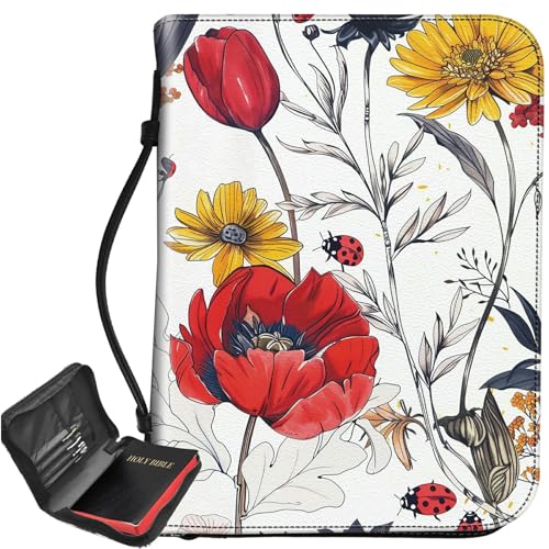 Bibelhülle mit Mohnblumen-Sonnenblume, großer Bibelschutz, Tragegriff, Bibel-Tragetasche mit Reißverschluss und Innentaschen, christliches Geschenk für Männer und Frauen Bibelhülle mit Mohnblumen-Sonnenblume, großer Bibelschutz, Tragegriff, Bibel-Tragetasche mit Reißverschluss und Innentaschen, christliches Geschenk für Männer und Frauen von BWEGRHE