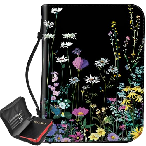 Bunte Bibelhülle mit Wildblumen, großer Bibelschutz, Tragegriff, Bibel-Tragetasche mit Reißverschluss und Innentaschen, christliches Geschenk für Männer und Frauen Bunte Bibelhülle mit Wildblumen, großer Bibelschutz, Tragegriff, Bibel-Tragetasche mit Reißverschluss und Innentaschen, christliches Geschenk für Männer und Frauen von BWEGRHE