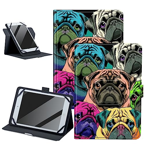 Color Pugs Universal-Schutzhülle für 17,8–22,9 cm (7 - 9 Zoll) Tablets, um 360 Grad drehbar, verstellbarer Ständer, PU-Leder, Schutzhülle für alle Arten von 7-9 Zoll Android/iOS/Windows-Tablets von BWEGRHE
