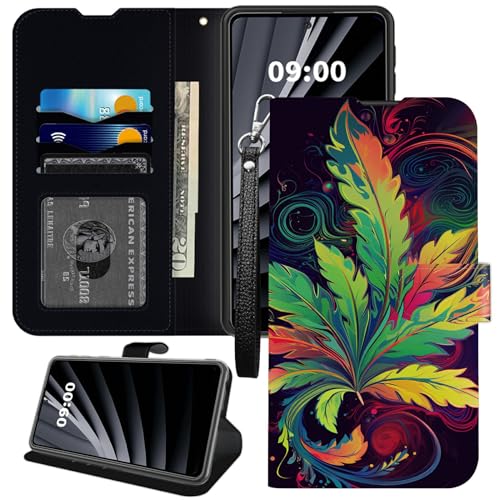 Colorful Weed Schutzhülle für Moto G Stylus 5G 2022, PU-Leder mit TPU-Innenseite, Flip-Magnetschnalle, Ständer, mit Kreditkartenschlitz, Handschlaufe Colorful Weed Schutzhülle für Moto G Stylus 5G 2022, PU-Leder mit TPU-Innenseite, Flip-Magnetschnalle, Ständer, mit Kreditkartenschlitz, Handschlaufe von BWEGRHE